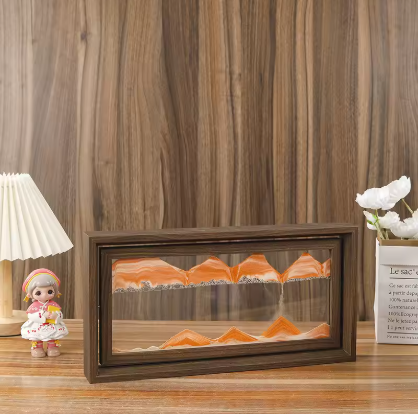 Sandscape Moving Sand Art Picture Quicksand 3D Hourglass Square Glass Wooden Frame Flowing Sand Painting Office Home Decor Gifts