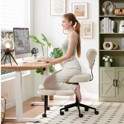 Cross Leg Chair - Meditation Chair with Wheels, ADHD Chair, Height Adjustable Seat, Adjustable Footstool