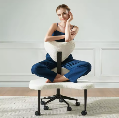 Cross Leg Chair - Meditation Chair with Wheels, ADHD Chair, Height Adjustable Seat, Adjustable Footstool