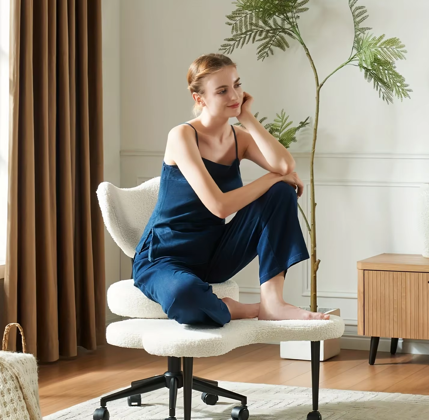 Cross Leg Chair - Meditation Chair with Wheels, ADHD Chair, Height Adjustable Seat, Adjustable Footstool