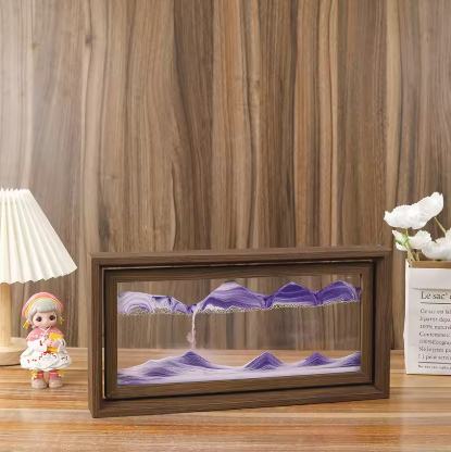 Sandscape Moving Sand Art Picture Quicksand 3D Hourglass Square Glass Wooden Frame Flowing Sand Painting Office Home Decor Gifts