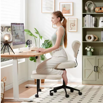 Cross Leg Chair - Meditation Chair with Wheels, ADHD Chair, Height Adjustable Seat, Adjustable Footstool
